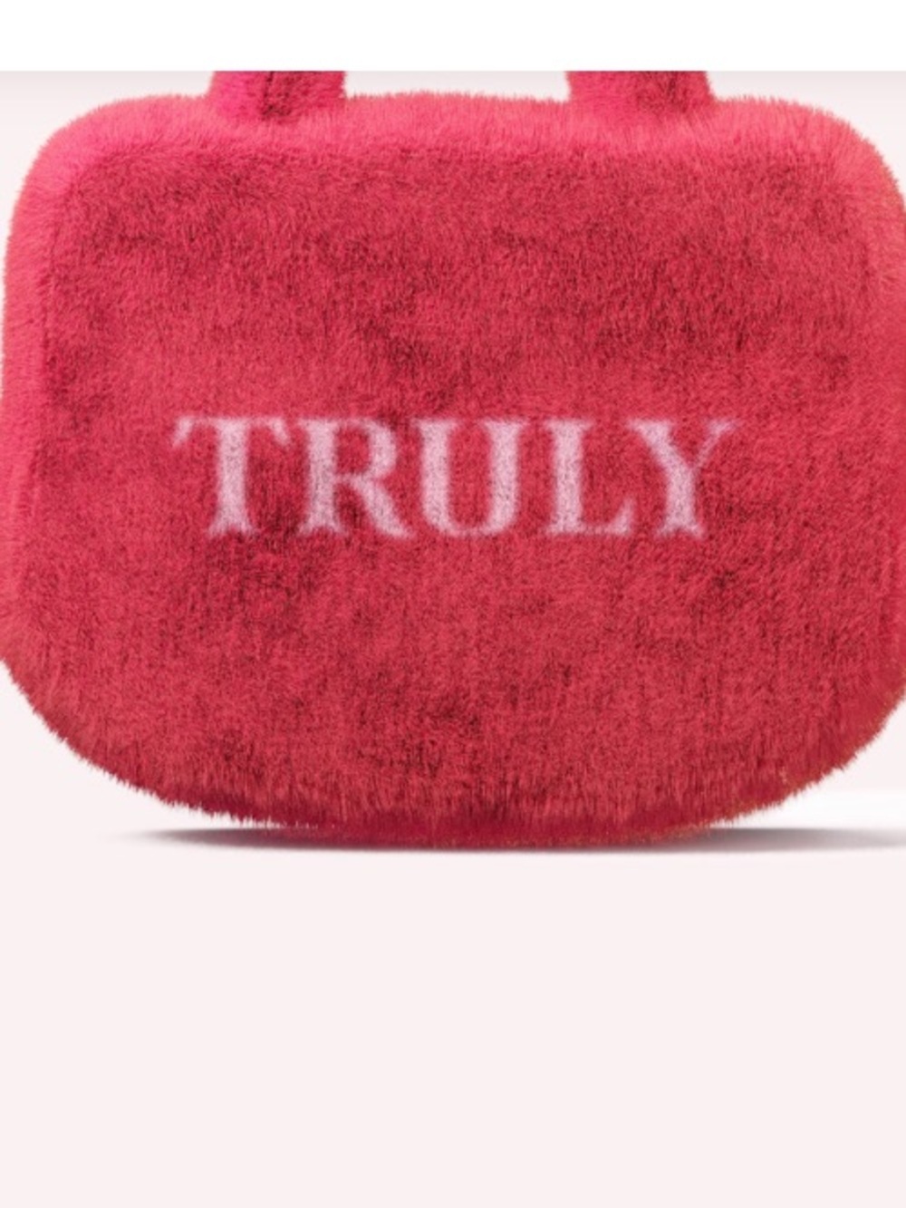 TRULY Pink Fuzzy Tote Bag with White Logo